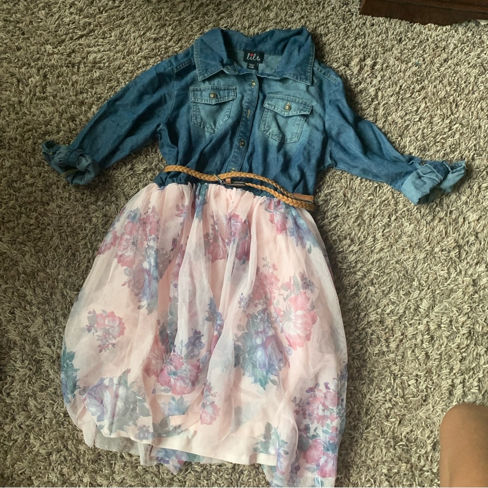 Kids Denim and Floral Dress